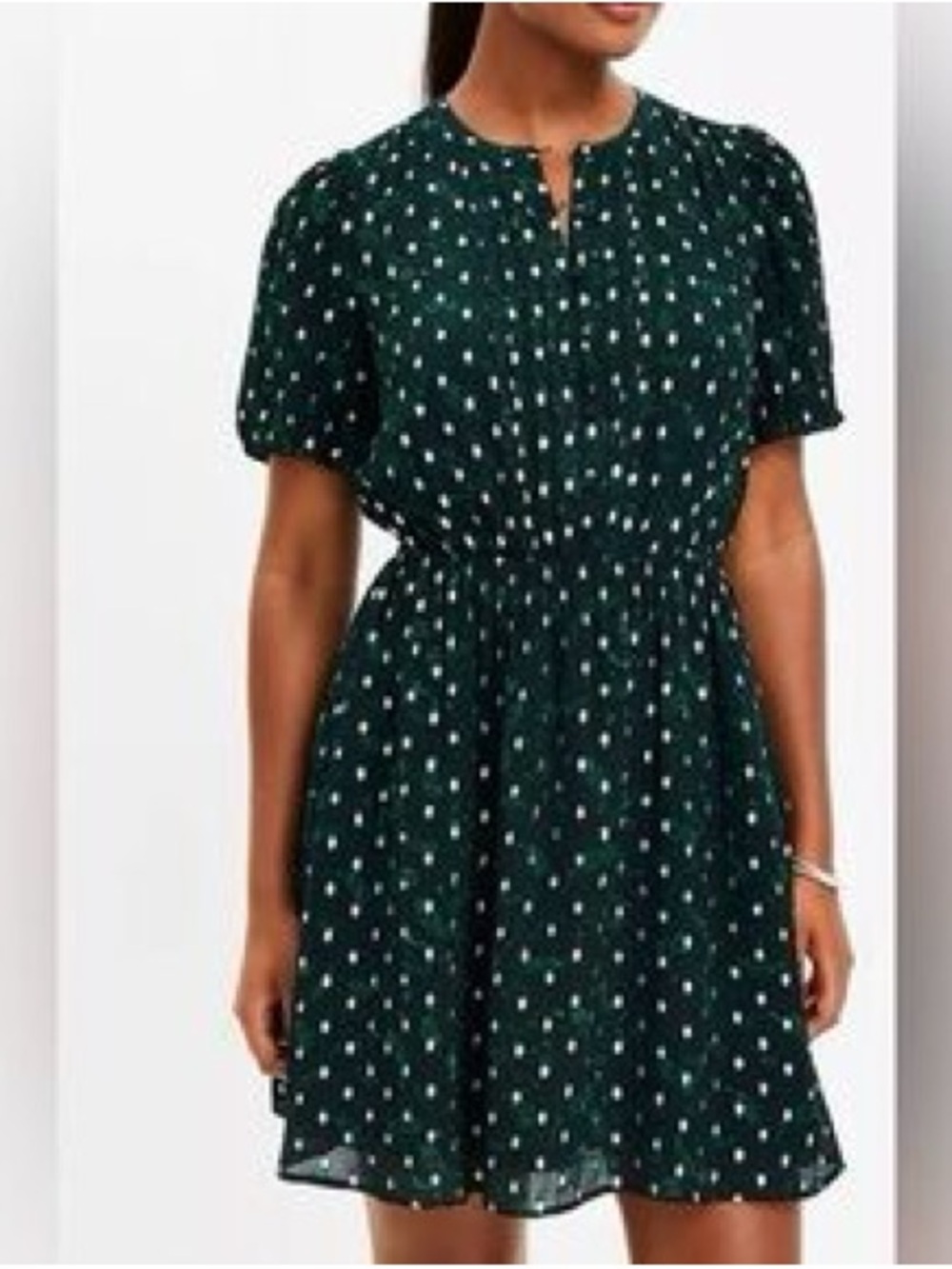 NWT LOFT Metallic Clip Pintucked Flare Dress